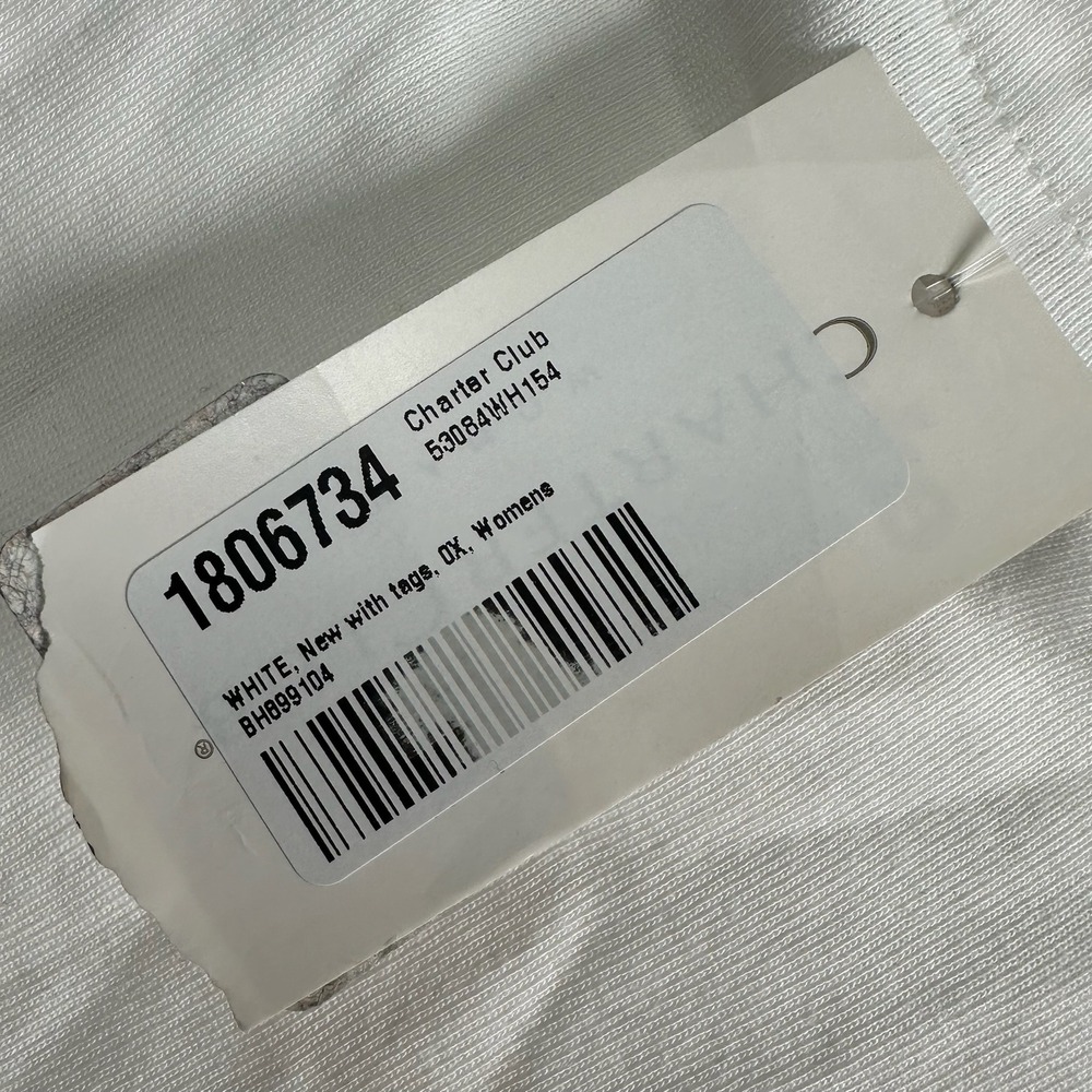 Charter Club Luxury Woman White Pima Cotton Boat Neck 3/4 Sleeve Top 0X NEW - Picture 4 of 6